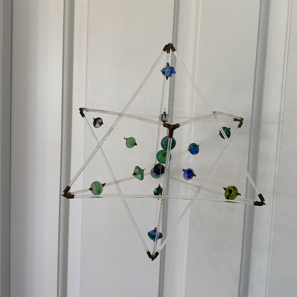 Jewish Star of David Hanging Mobile, 3-D Handmade Artesian with glass beads NEW